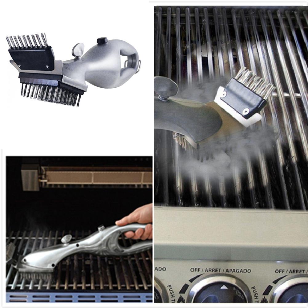 Dropshipping Stainless Steel BBQ Grill Brush Barbecue Grill Cleaner Steam BBQ Accessories Outdoor Cooking Tools