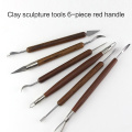 6PCS/Set Pottery Ceramics Tools Carved Polymer Clay Modeling Tool Wax Carving Tools Set Red Handle For Sculpture Tools Set