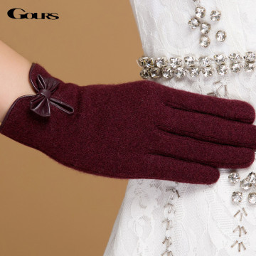 Gours Winter Women Wool Cashmere Gloves Fall New Fashion Brand Mittens Black Warm Driving Gloves 3-Style 4-Color GSL059