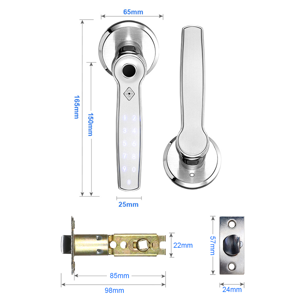 Finger Print Lock Smart Door Lock Digital Touch Lock Smart Lock Door Compatible BT Smart Fingerprint Lock Compatible For Alexa