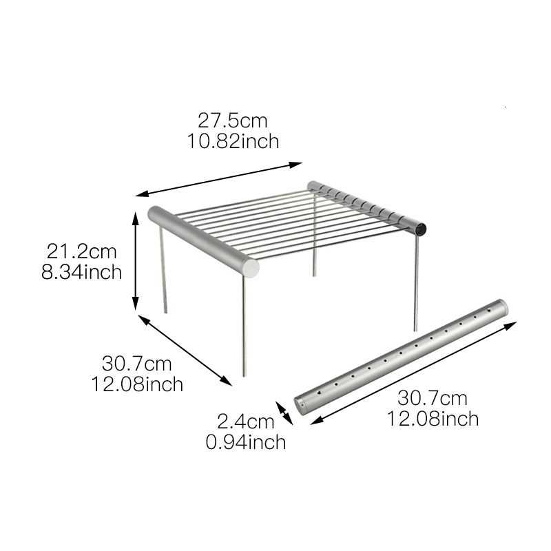 BAYCHEER Picnic Barbecue Oven Rack Outdoor Travel Camping Portable BBQ Grill Stainless Steel Simple Tube Detachable BBQ Stent