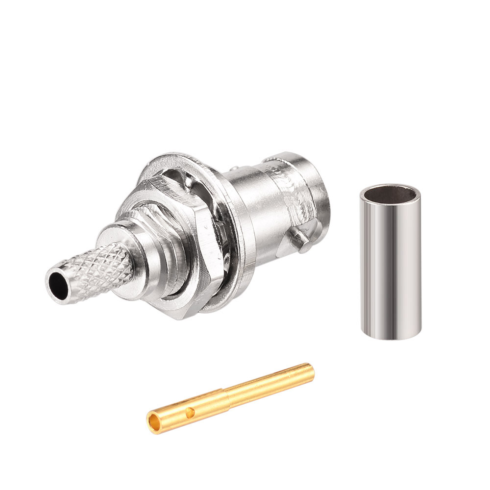 Eightwood Mini BNC 75 Ohm Crimp Jack Female Straight Bulkhead RF Coaxial Connector for RG179 Coaxial Cable