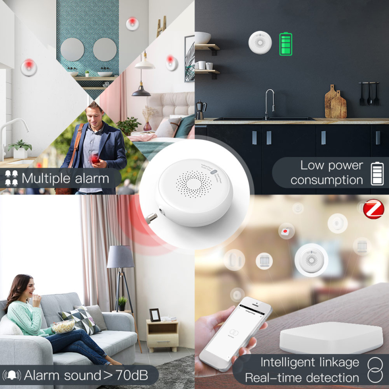 ZigBee Tuya WiFi Smart Gas Sensor Gas Poisoning Leakage Fire Security Detector Alarm App Control Home Security System