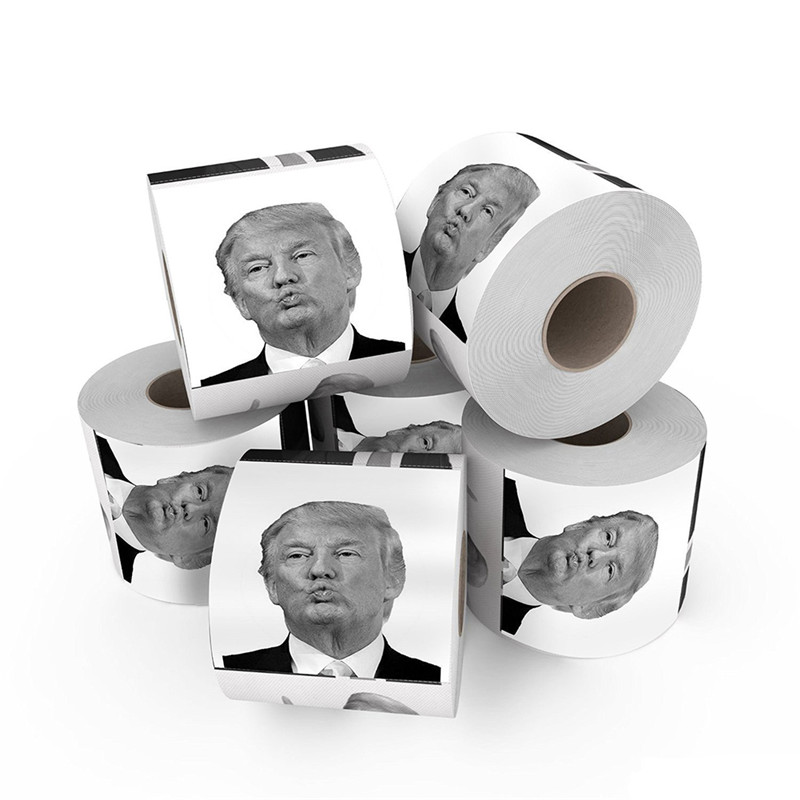 1 Roll 80 Sheets 3 Layers Donald Trump Pout Smile Roll Toilet Paper Bathroom Prank Joke Fun Paper Tissue Rolling Paper Gift