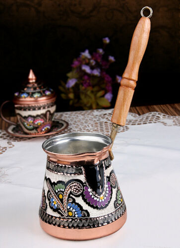 Embroidered Copper Turkish Coffee Pot Ibrik Vintage Jazzva Briki