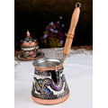 Embroidered Copper Turkish Coffee Pot Ibrik Vintage Jazzva Briki