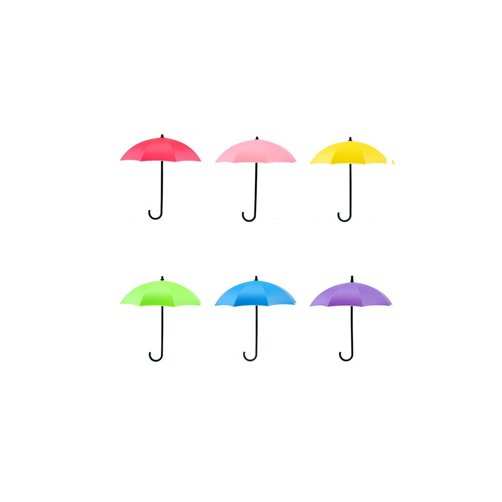 6Pcs Colorful Umbrella Wall Hook Key Hair Pin Holder Organizer Decorative Home Improvement Useful Tools Drop Shipping #R5