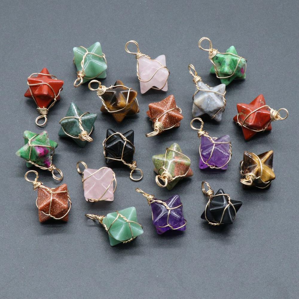 Amethyst Merkaba Star Pendants for Necklace Jewelry