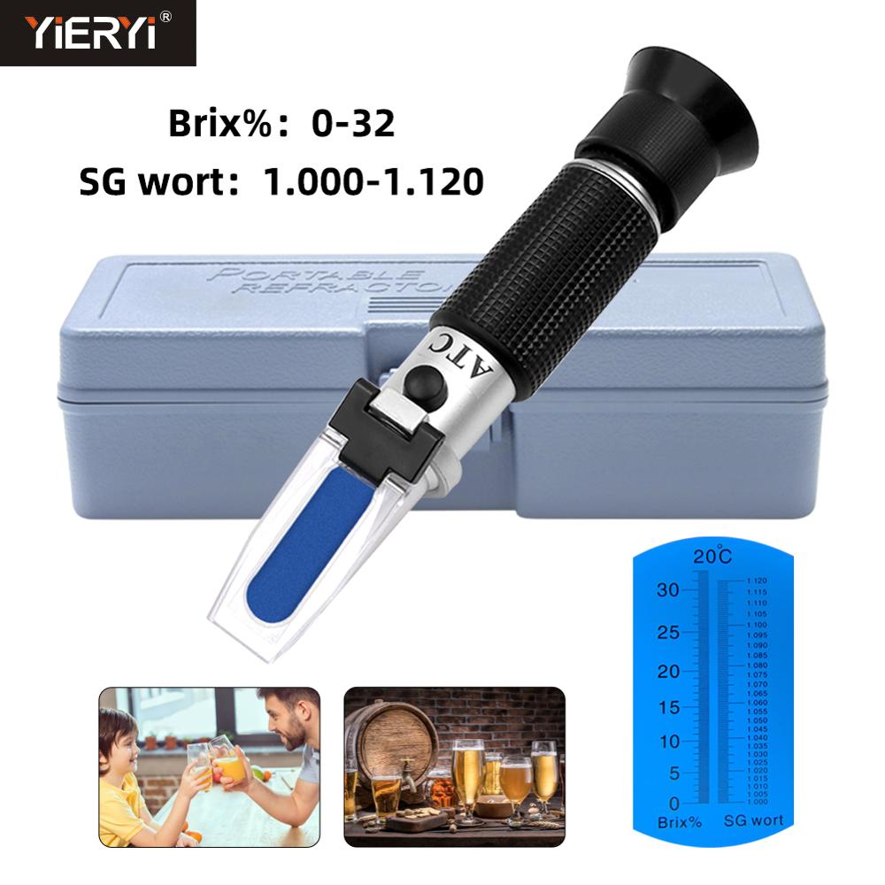 RSG-32ATC hand held SG 1.000-1 .120 Beer Refractometer 0-32% Brix Reference Temperature 20C Dual Scale with Plastic Retail Box