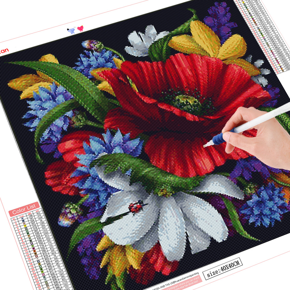 HUACAN Floral Diamond Mosaic Full Display 5d Diamond Painting Square New Arrival Flower Handicraft Picture Of Rhinestones