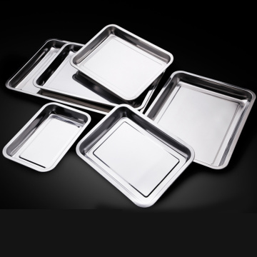Stainless Steel Storage Trays Square Plate Thickening Pans Rectangular Tray Barbecue BBQ Rice Dishes Kitchen accessories