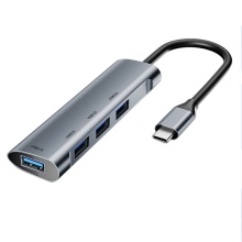 4 in 1 Type-C HUB to 4-Port USB Splitter USB3.0X1 and USB2.0X3 Docking Station for PC Laptop