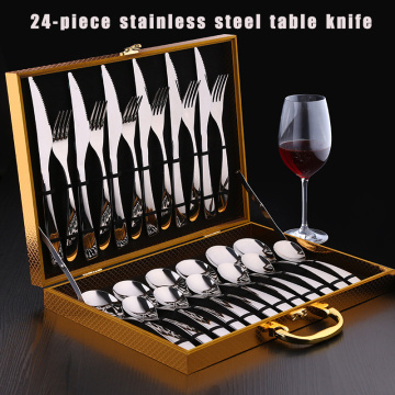 Dinner Knives 304 Stainless Steel Cutlery Spoon Stainless Steel Cutlery Set Meal Western-style Steak Steak Cutlery Set Of 24