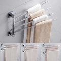 2/3/4 Bars Stainless Steel Towel Shelf Wall-Mounted Bathroom Towel Holder Shelf Rotating Rail Holder Hanger Adhesive Force