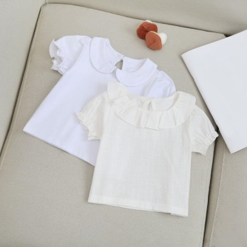 Summer Newborn Infants Baby Girl Clothes Tops Tee Girls Blouse Shirts Kids Cotton White T Shirt Short Sleeve Children T-Shirt
