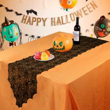 New Halloween Black Lace Spider Web Table Runner Tablecloth Party Dinner Home Decoration Hot