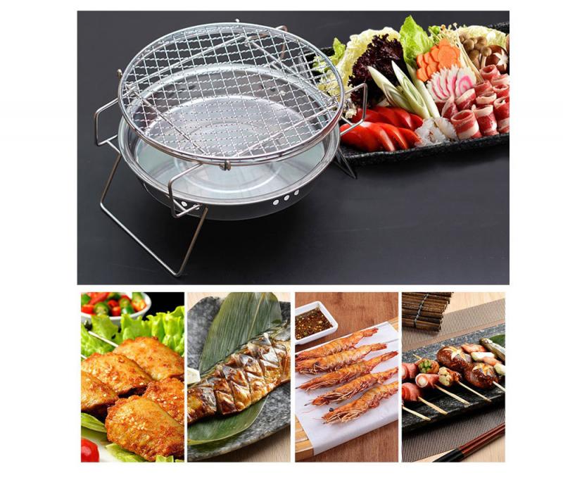 1PCS Foldable BBQ Grills Portable Stainless Steel Round Barbecue Grill Convenient Family 2-3 People BBQ Outdoor Camping Picnic
