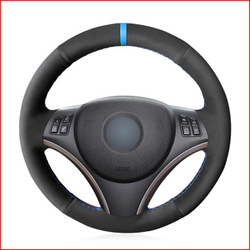 Black Suede Hand Sew Steering Wheel Cover for BMW E90 E91 E92 E93 X1 E84 E87 E81 E82 E88 Accessories