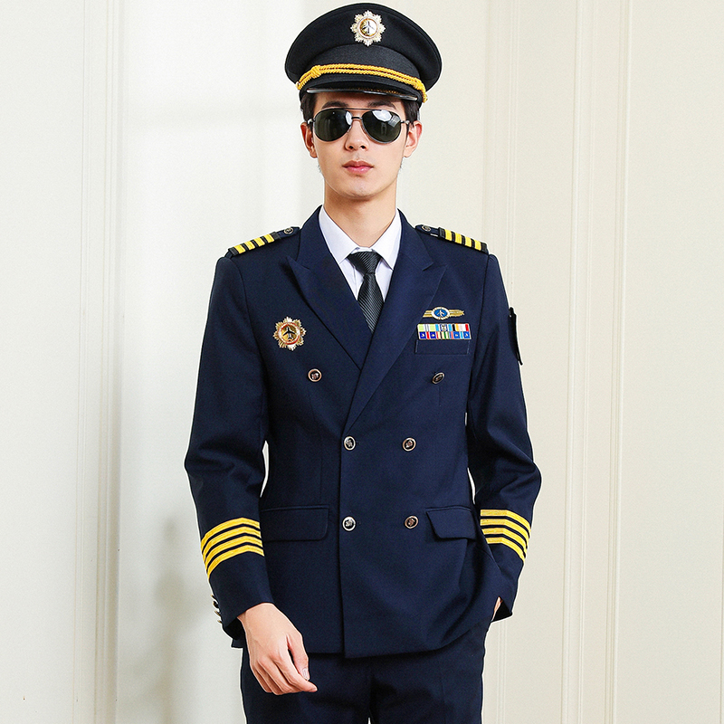 Pilot Uniform Captain Men Dark Blue Suits Security Guard Property Workwear Aeronautica Militare Pilot Avion Airline Costume