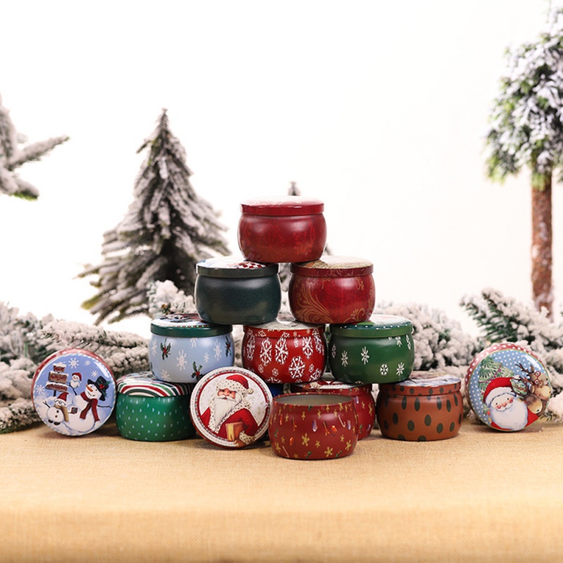Christmas Tin Smokeless Wax Candle Fragrance Aromatherapy Candle Natural Soy Wax Home Celebration Colorful Decoration