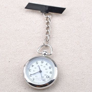 Silver Smooth Antique Pocket Watch Stainless Steel Medical Doctor Brooch Fob Pendant Chain Quartz Cross Classical Nurse Watch