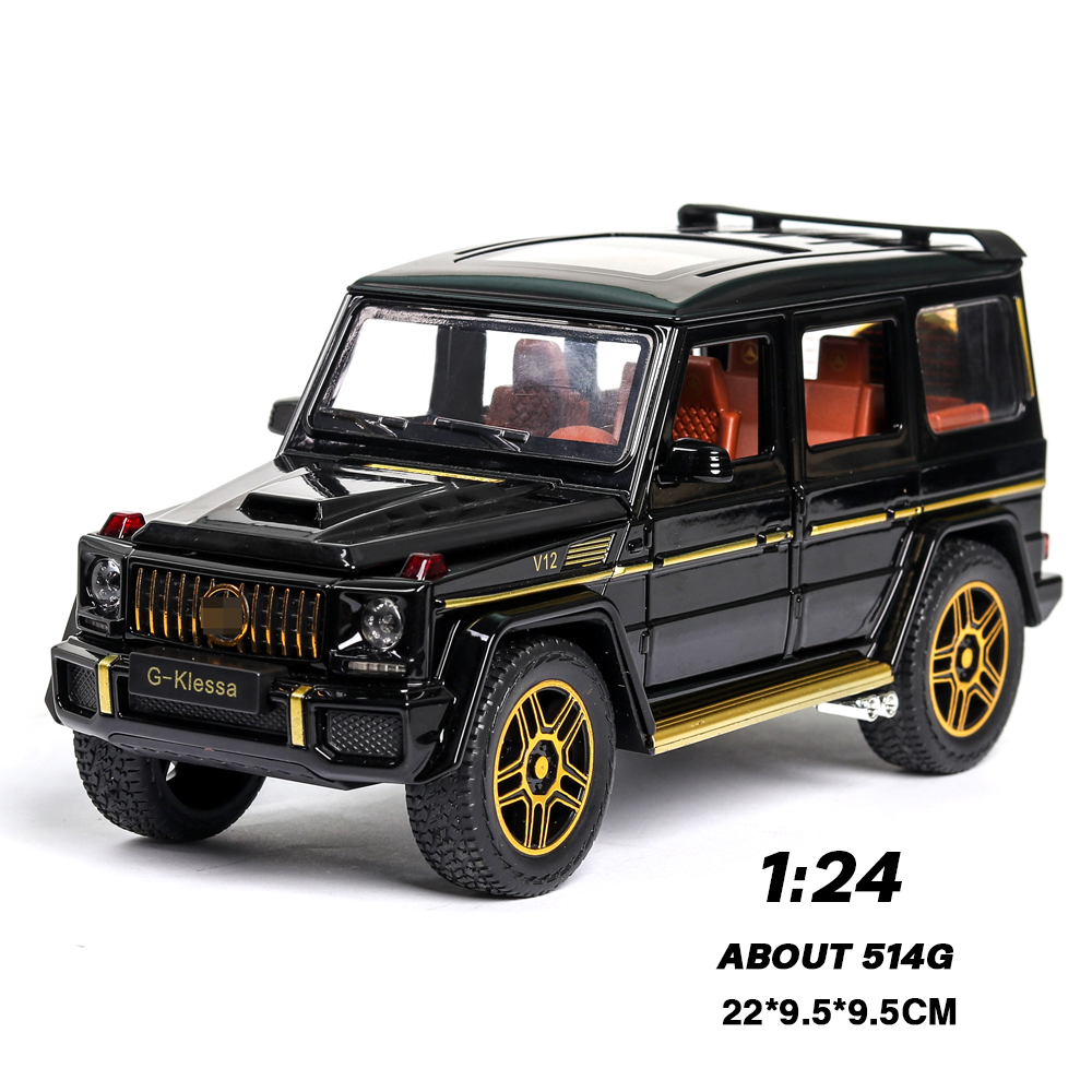 1:24 Diecast Toy Car Model Metal Toy Vehicle Wheels G65 High Simulation Sound And Light Pull Back Car Collection Kids Toys Gift