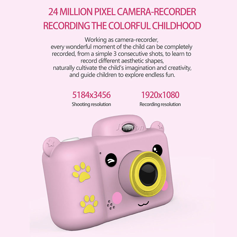 Kid Camera 24MP Dual Lens 2.4'' Full HD 1080P Digital Video Photo Recorder Vlogging Camcorder Mini Children Camara Baby Toy Gift