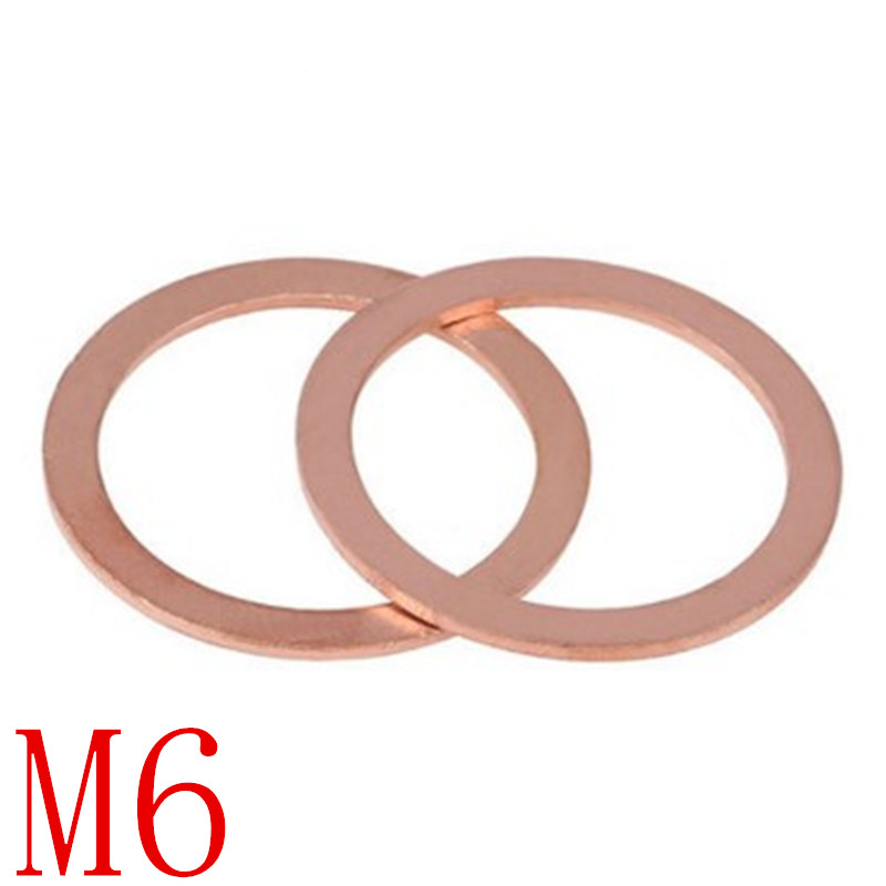 100PCS m6 Copper washer M6 M6*8/9/10/11/12/14 Sealing Washer For Boat Crush Washer Flat Seal Ring washer