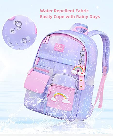 Girls Burden Relief Cute Rainbow Pendant Backpack