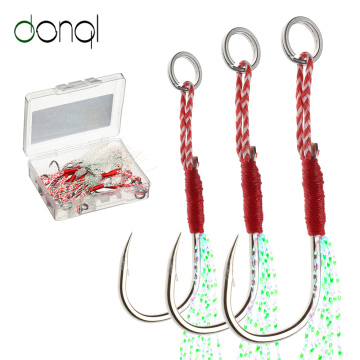 DONQL 5/10/20pcs Fishing Hooks Set Barbed Single Circle Carp Hook With Thread Feather Roped Sea Fishinhook Fly Fishing Tackle