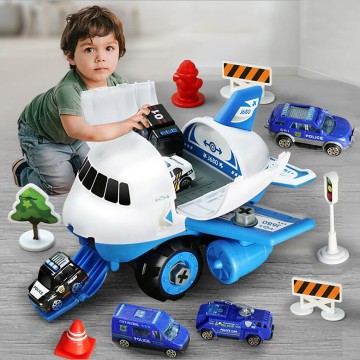 Diecasts & Toy Airplane Car Toys Set Transport Cargo Airplane With Fire Truck Vehicles DIY Gift Parent-child Interactive