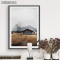 Scandinavian Canvas Poster Snowy Mountain Landscape Print Lake Wall Art Nature Painting Home Decoration Yoga Wall Pictures