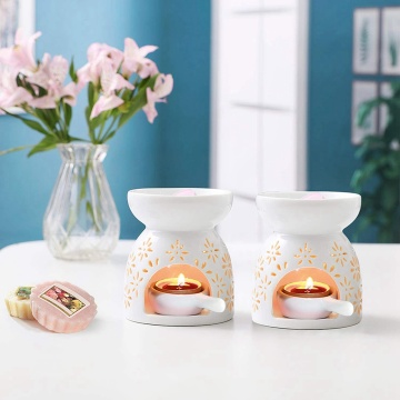 Candle Holders Lamp White Ceramic Crafts Essential Oil Tea Wax European Style Porcelain Ornament Incense Burner Home Decor
