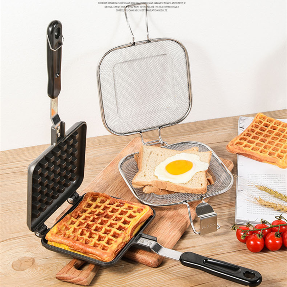 Sandwich Maker Double-Side Non-Stick Bread Toast Breakfast Machine Waffle Pancake Baking Barbecue Oven Mold Grill Frying Pan