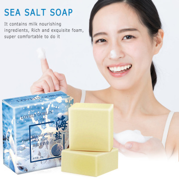 100g Sea Salt Soap Removal Pimple Pores Acne Treatment Cleaner Moisturizing Goat Milk Face Wash Soap Base Skin Care TSLM2