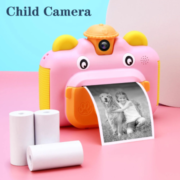Children Instant Print Camera Rotatable Lens 1080P HD Kids Camera Toys with Thermal Photo Paper 32GB TF Card