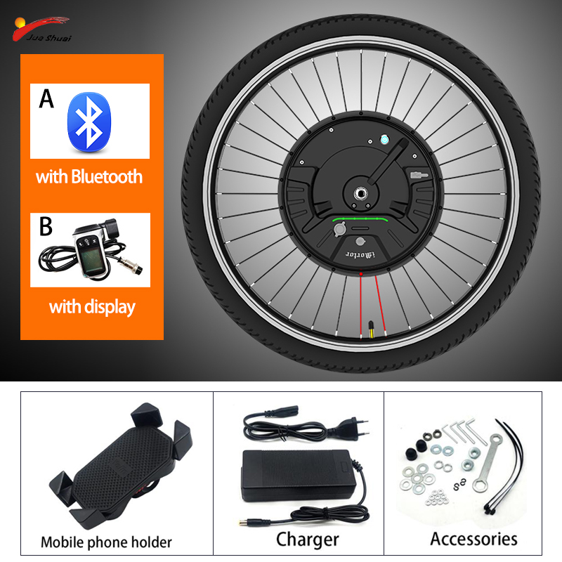 36V 350W iMortor APP Bluetooth Front Motor Wheel Ebike Kit 24" 27.5" 29" 700C V disc Brake Wireless Electric Bike Conversion Kit