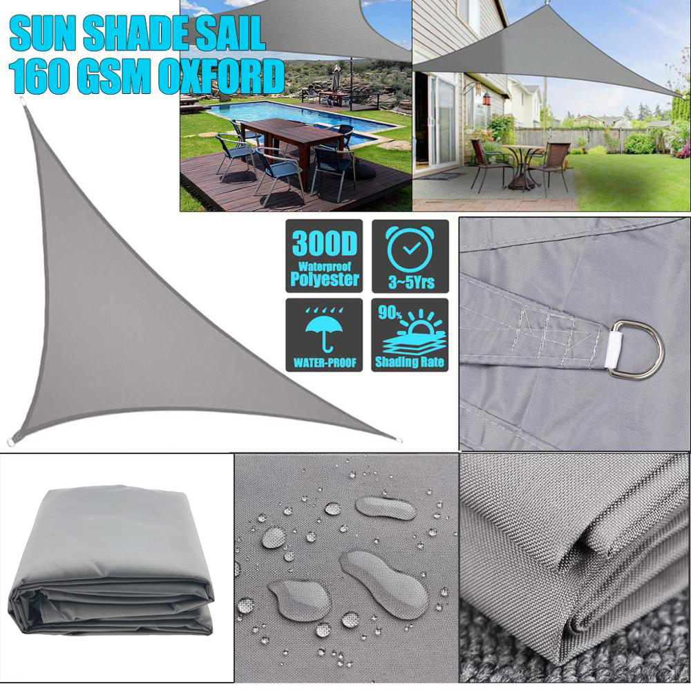 Gray 300D Awnings for outdoor Waterproof Oxford Fabric Shade Sail Right Triangle Sun shade 3x3x4.3 4x4x5.7 5x5x7.1 3x4x5