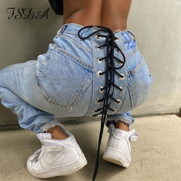 FSDA Women Bandage Jeans High Waist Plus Size Y2K Skinny 2020 Autumn Winter Denim Comfortable Vintage Mom Pencil Pants Stretch