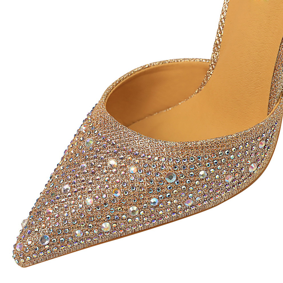 2021 Sexy Women 10cm High Heels Sandals Wedding Scarpins Glitter Bridal Heels Fetish Stiletto Crystal Glitter Bright Pumps Shoes