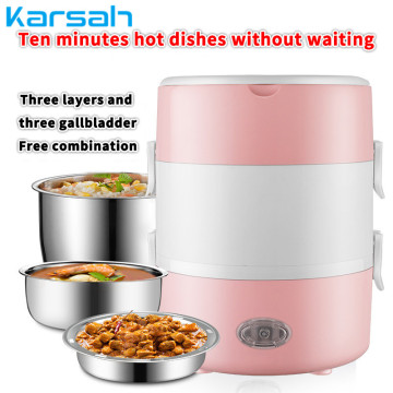 2L Electric Mini Rice Cooker Multi-functional Portable Stainless Steel 2/3 Layers Steamer Meal Thermal Heating Cookers Lunch Box