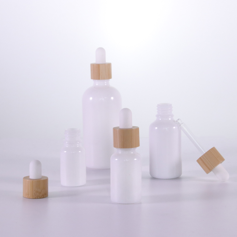 Opal White Glass Bottle With Bamboo Dropper3 Jpg