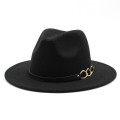 Men Women Flat Brim Panama Style Wool Felt Jazz Fedora Hat Cap Gentleman Europe Formal Hat Yellow/white Floppy Trilby Party Hat