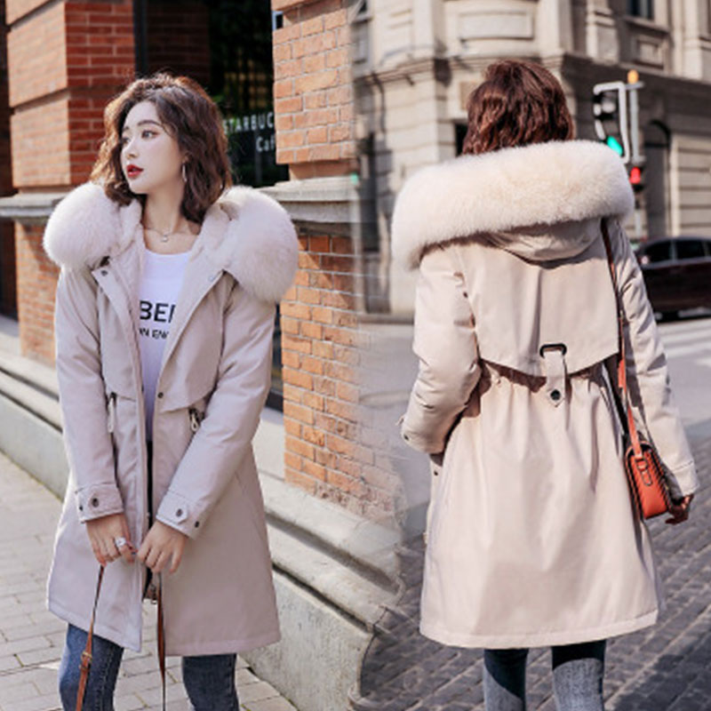 Women Winter Thick Jacket Wool Liner Parkas Warm Mid-Long Jackets Hooded Parka Fur Inside Cotton Coat Female Plus size 6XL DH33