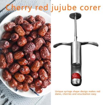 Syringe Shape Corer Stainless Steel Durable Cherry Pitter Red Jujube Olive Fruits Seed Remover Silvery Kitchen Gadgets