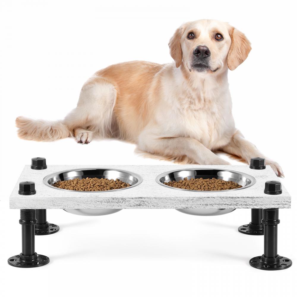 Pet Feeding Rack With Dual Stainless Steel Bowl