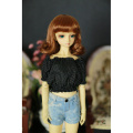 1/4 BJD Black / Red Top T shirt Outfits Clothing For 1/3 24" 60cm 1/4 Tall BJD doll female SD DK DZ AOD MSD Doll Wear HEDUOEP