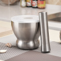 Brushed Stainless Steel Mortar and Pestle Spice Grinder Molcajete Hand Garlic Spice Grinder Pharmacy Herbs Masher Bowl