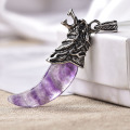 1PC Natural Fluorite wolf tooth Pendant Natural Quartz Retro Fashion Mineral Jewelry Amulet For Personality men and women Gift