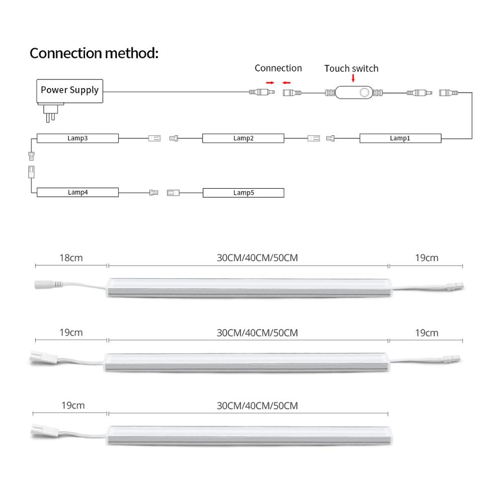 Wifi Kitchen Lights Tuya Smart Life APP Control LED Bar Lamp 30 /40 /50cm 110V 220V To DC 12V keuken Under Cabinet Light